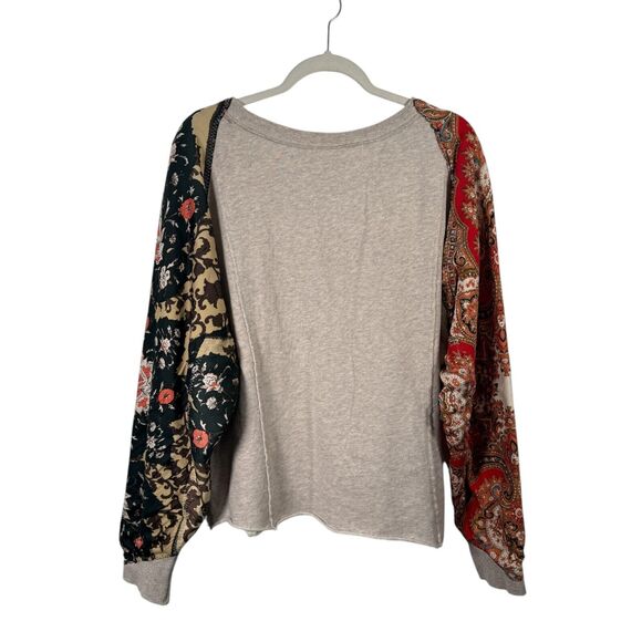 Free People Vintage Affair Pullover Sweater Ivory Patchwork Boho Womens Medium - Picture 8 of 8